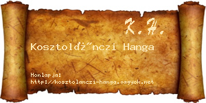 Kosztolánczi Hanga névjegykártya